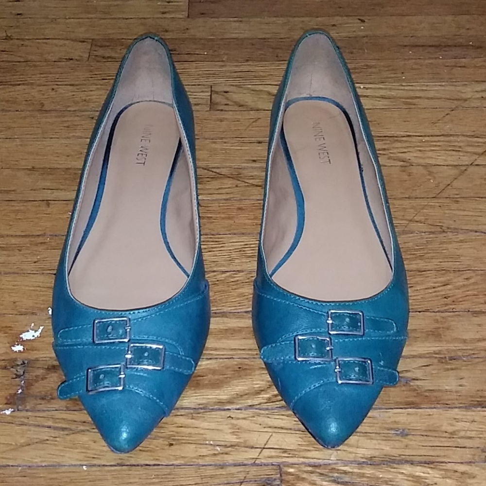 Nine West Green Ballet Flats w/ Buckle